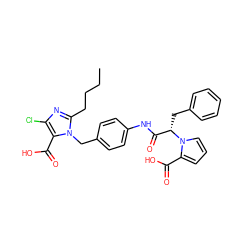 CCCCc1nc(Cl)c(C(=O)O)n1Cc1ccc(NC(=O)[C@H](Cc2ccccc2)n2cccc2C(=O)O)cc1 ZINC000003930385