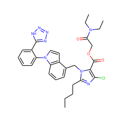 CCCCc1nc(Cl)c(C(=O)OCC(=O)N(CC)CC)n1Cc1cccc2c1ccn2-c1ccccc1-c1nnn[nH]1 ZINC000029306385