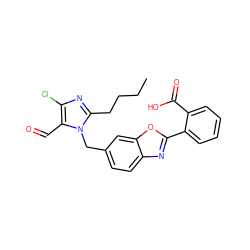 CCCCc1nc(Cl)c(C=O)n1Cc1ccc2nc(-c3ccccc3C(=O)O)oc2c1 ZINC000001535424