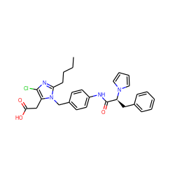 CCCCc1nc(Cl)c(CC(=O)O)n1Cc1ccc(NC(=O)[C@H](Cc2ccccc2)n2cccc2)cc1 ZINC000013828005