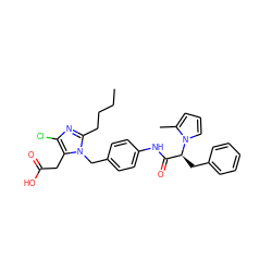 CCCCc1nc(Cl)c(CC(=O)O)n1Cc1ccc(NC(=O)[C@H](Cc2ccccc2)n2cccc2C)cc1 ZINC000029467733