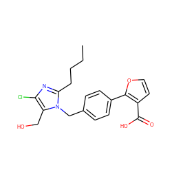 CCCCc1nc(Cl)c(CO)n1Cc1ccc(-c2occc2C(=O)O)cc1 ZINC000034721568