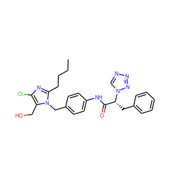 CCCCc1nc(Cl)c(CO)n1Cc1ccc(NC(=O)[C@@H](Cc2ccccc2)n2cnnn2)cc1 ZINC000029466607