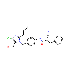 CCCCc1nc(Cl)c(CO)n1Cc1ccc(NC(=O)[C@H](C#N)Cc2ccccc2)cc1 ZINC000013828016