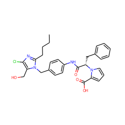 CCCCc1nc(Cl)c(CO)n1Cc1ccc(NC(=O)[C@H](Cc2ccccc2)n2cccc2C(=O)O)cc1 ZINC000003915485