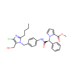 CCCCc1nc(Cl)c(CO)n1Cc1ccc(NC(=O)[C@H](c2ccccc2)n2cccc2C(=O)OC)cc1 ZINC000029416809