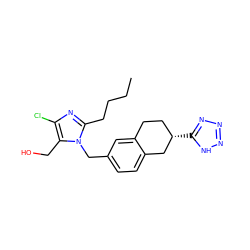 CCCCc1nc(Cl)c(CO)n1Cc1ccc2c(c1)CC[C@H](c1nnn[nH]1)C2 ZINC000013825388