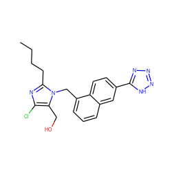 CCCCc1nc(Cl)c(CO)n1Cc1cccc2cc(-c3nnn[nH]3)ccc12 ZINC000013825372