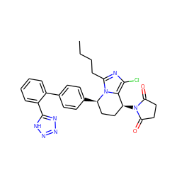 CCCCc1nc(Cl)c2n1[C@H](c1ccc(-c3ccccc3-c3nnn[nH]3)cc1)CC[C@@H]2N1C(=O)CCC1=O ZINC000001540004