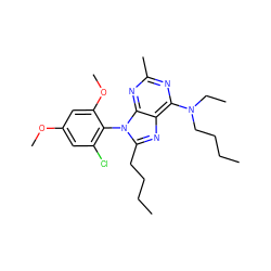 CCCCc1nc2c(N(CC)CCCC)nc(C)nc2n1-c1c(Cl)cc(OC)cc1OC ZINC000013795046