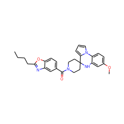 CCCCc1nc2cc(C(=O)N3CCC4(CC3)Nc3cc(OC)ccc3-n3cccc34)ccc2o1 ZINC000223517028