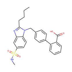 CCCCc1nc2cc(S(=O)(=O)NC)ccc2n1Cc1ccc(-c2ccccc2C(=O)O)cc1 ZINC000040935073