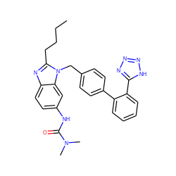 CCCCc1nc2ccc(NC(=O)N(C)C)cc2n1Cc1ccc(-c2ccccc2-c2nnn[nH]2)cc1 ZINC000013732068