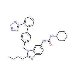 CCCCc1nc2ccc(NC(=O)NC3CCCCC3)cc2n1Cc1ccc(-c2ccccc2-c2nnn[nH]2)cc1 ZINC000027326144