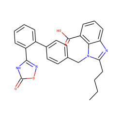 CCCCc1nc2cccc(C(=O)O)c2n1Cc1ccc(-c2ccccc2-c2noc(=O)[nH]2)cc1 ZINC000013760708