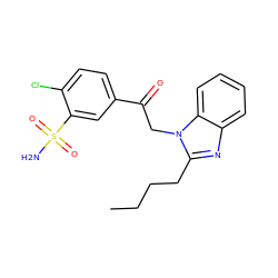 CCCCc1nc2ccccc2n1CC(=O)c1ccc(Cl)c(S(N)(=O)=O)c1 ZINC000064527146