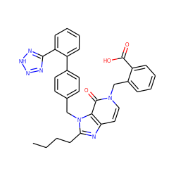 CCCCc1nc2ccn(Cc3ccccc3C(=O)O)c(=O)c2n1Cc1ccc(-c2ccccc2-c2nn[nH]n2)cc1 ZINC000029393695