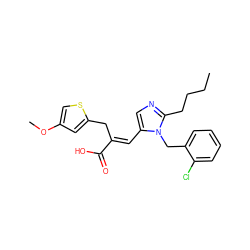 CCCCc1ncc(/C=C(\Cc2cc(OC)cs2)C(=O)O)n1Cc1ccccc1Cl ZINC000036222436