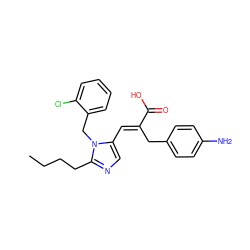 CCCCc1ncc(/C=C(\Cc2ccc(N)cc2)C(=O)O)n1Cc1ccccc1Cl ZINC000001552594