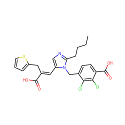 CCCCc1ncc(/C=C(\Cc2cccs2)C(=O)O)n1Cc1ccc(C(=O)O)c(Cl)c1Cl ZINC000026672886