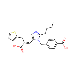 CCCCc1ncc(/C=C(\Cc2cccs2)C(=O)O)n1Cc1ccc(C(=O)O)cc1 ZINC000029319828