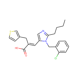 CCCCc1ncc(/C=C(\Cc2ccsc2)C(=O)O)n1Cc1ccccc1Cl ZINC000001552605