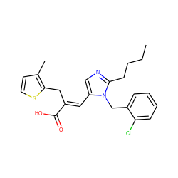 CCCCc1ncc(/C=C(\Cc2sccc2C)C(=O)O)n1Cc1ccccc1Cl ZINC000096178626