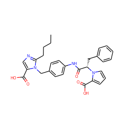 CCCCc1ncc(C(=O)O)n1Cc1ccc(NC(=O)[C@H](Cc2ccccc2)n2cccc2C(=O)O)cc1 ZINC000013828002