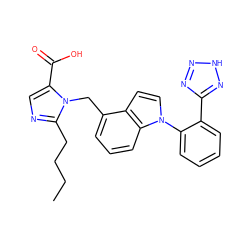 CCCCc1ncc(C(=O)O)n1Cc1cccc2c1ccn2-c1ccccc1-c1nn[nH]n1 ZINC000029252335