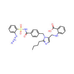 CCCCc1ncc(CNc2ccccc2C(=O)O)n1Cc1ccc(C(=O)NS(=O)(=O)c2ccccc2N=[N+]=[N-])cc1 ZINC000014277333