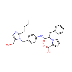 CCCCc1ncc(CO)n1Cc1ccc(NC(=O)[C@H](Cc2ccccc2)n2cccc2C(=O)O)cc1 ZINC000013828000