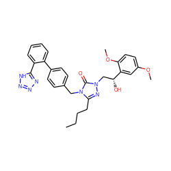 CCCCc1nn(C[C@@H](O)c2cc(OC)ccc2OC)c(=O)n1Cc1ccc(-c2ccccc2-c2nnn[nH]2)cc1 ZINC000026269112