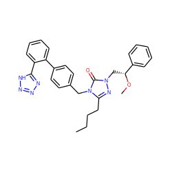 CCCCc1nn(C[C@@H](OC)c2ccccc2)c(=O)n1Cc1ccc(-c2ccccc2-c2nnn[nH]2)cc1 ZINC000013832252