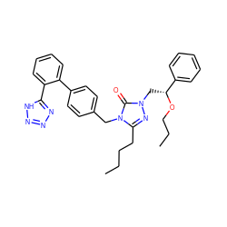 CCCCc1nn(C[C@@H](OCCC)c2ccccc2)c(=O)n1Cc1ccc(-c2ccccc2-c2nnn[nH]2)cc1 ZINC000026275514