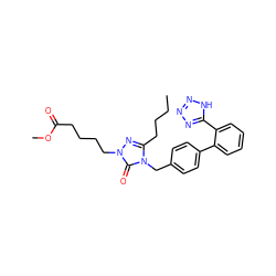 CCCCc1nn(CCCCC(=O)OC)c(=O)n1Cc1ccc(-c2ccccc2-c2nnn[nH]2)cc1 ZINC000003805169