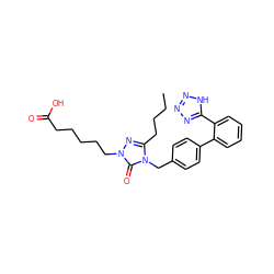 CCCCc1nn(CCCCCC(=O)O)c(=O)n1Cc1ccc(-c2ccccc2-c2nnn[nH]2)cc1 ZINC000013832241