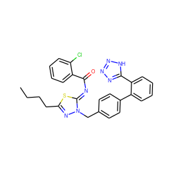 CCCCc1nn(Cc2ccc(-c3ccccc3-c3nnn[nH]3)cc2)/c(=N/C(=O)c2ccccc2Cl)s1 ZINC000049882042