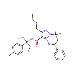 CCCCc1nn2c(c1C(=O)NC(CC)(CC)c1ccc(C)cc1)N[C@@H](c1ccccc1)CC2(C)C ZINC000066123305