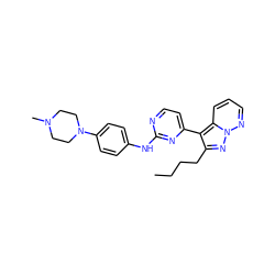 CCCCc1nn2ncccc2c1-c1ccnc(Nc2ccc(N3CCN(C)CC3)cc2)n1 ZINC000053184983