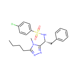 CCCCc1nnc([C@@H](Cc2ccccc2)NS(=O)(=O)c2ccc(Cl)cc2)n1C ZINC000202521278