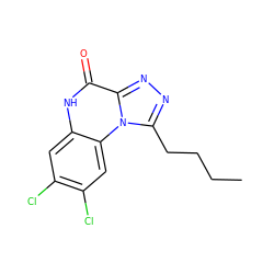 CCCCc1nnc2c(=O)[nH]c3cc(Cl)c(Cl)cc3n12 ZINC000013726918