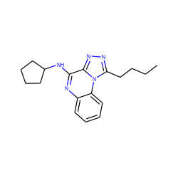 CCCCc1nnc2c(NC3CCCC3)nc3ccccc3n12 ZINC000025971194