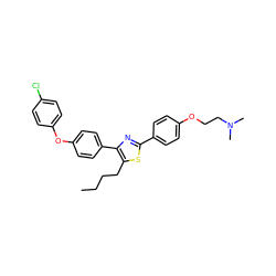 CCCCc1sc(-c2ccc(OCCN(C)C)cc2)nc1-c1ccc(Oc2ccc(Cl)cc2)cc1 ZINC000095560627