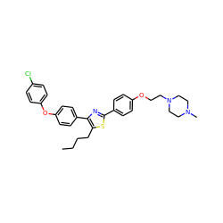 CCCCc1sc(-c2ccc(OCCN3CCN(C)CC3)cc2)nc1-c1ccc(Oc2ccc(Cl)cc2)cc1 ZINC000095559986