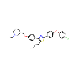 CCCCc1sc(-c2ccc(Oc3ccc(Cl)cc3)cc2)nc1-c1ccc(OC[C@@H]2CCCN(CC)C2)cc1 ZINC000095562371