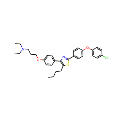 CCCCc1sc(-c2ccc(Oc3ccc(Cl)cc3)cc2)nc1-c1ccc(OCCCN(CC)CC)cc1 ZINC000095563446