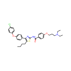 CCCCc1sc(NC(=O)c2ccc(OCCCN(CC)CC)cc2)nc1-c1ccc(Oc2ccc(Cl)cc2)cc1 ZINC000095559368