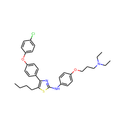 CCCCc1sc(Nc2ccc(OCCCN(CC)CC)cc2)nc1-c1ccc(Oc2ccc(Cl)cc2)cc1 ZINC000095560167