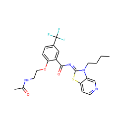 CCCCn1/c(=N/C(=O)c2cc(C(F)(F)F)ccc2OCCNC(C)=O)sc2ccncc21 ZINC000068208110