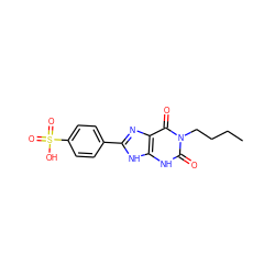 CCCCn1c(=O)[nH]c2[nH]c(-c3ccc(S(=O)(=O)O)cc3)nc2c1=O ZINC000013472996